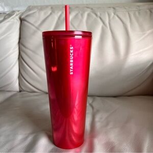 Starbucks Tumbler Metallic Red Venti Summer Cold Cup 24 oz